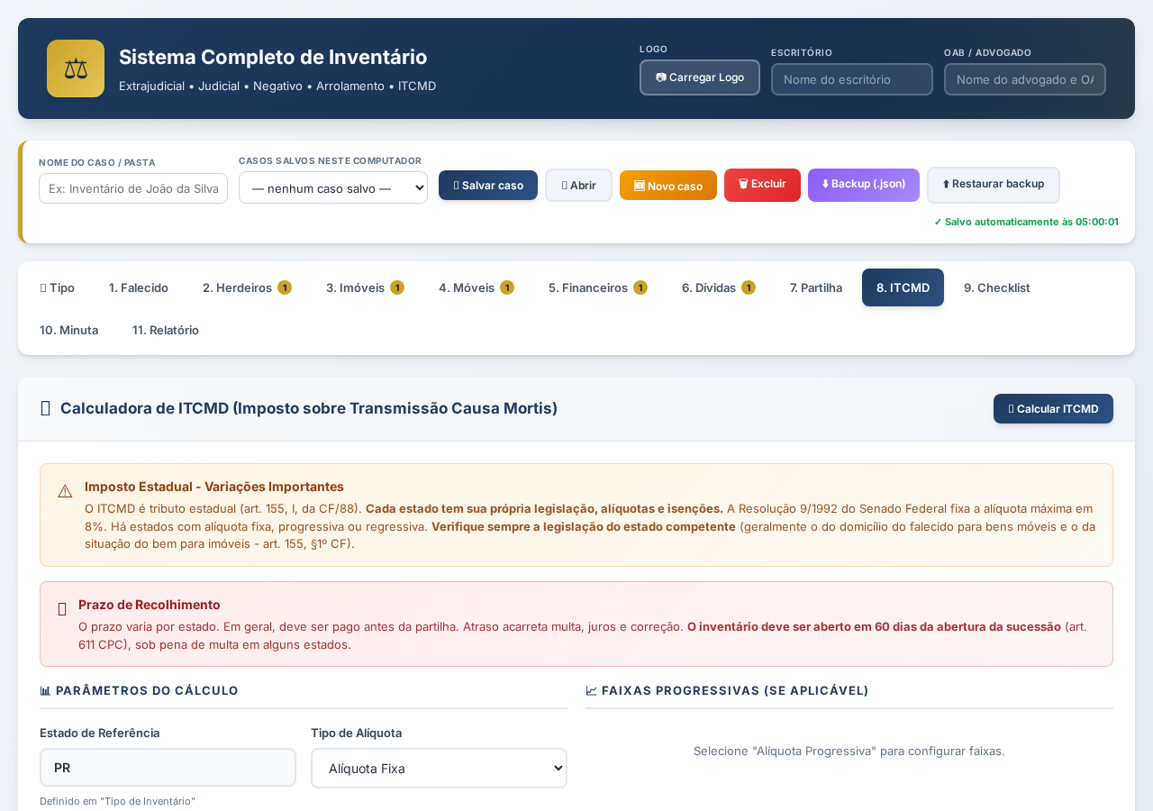 Calculadora de ITCMD por estado