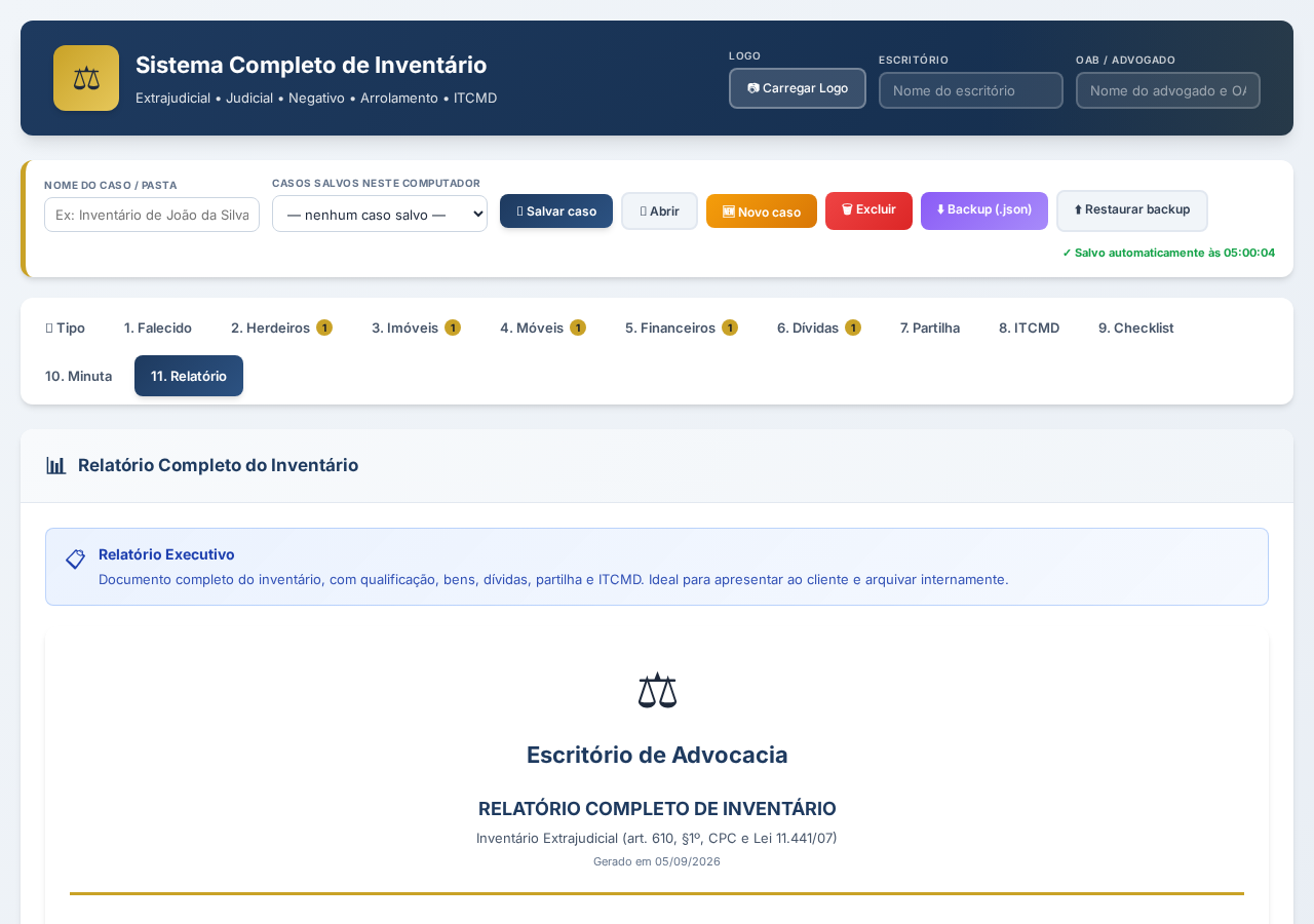 Relatório completo do inventário